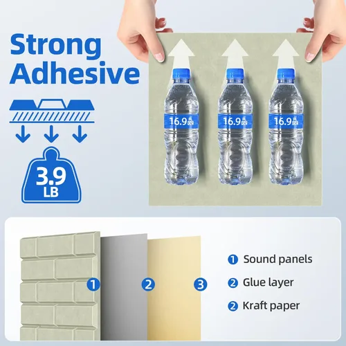 Miniatura 4 de Paquete de 12 paneles acústicos con autoadhesivos, paneles de espuma de alta densidad a prueba de sonido de 12 x 12 x 0.4 pulgadas para paredes