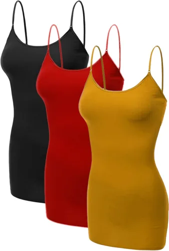 Miniatura 74 de Emmalise Camisola larga casual básica para mujer, con tirantes ajustables, top en capas