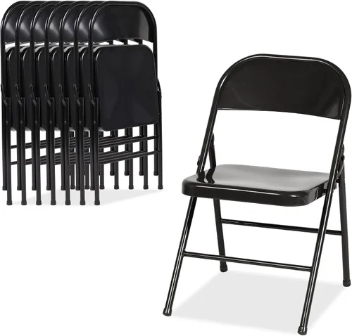 Miniatura 18 de VECELO Paquete de 8 sillas plegables con marco de metal, asiento de acero con triple soporte para oficina en casa, ahorro de espacio sin montaje
