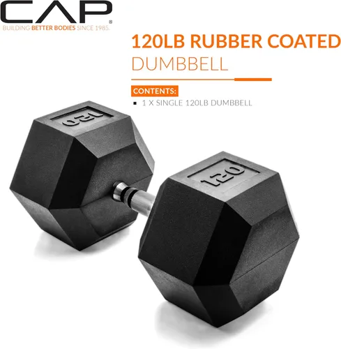 Miniatura 2 de CAP Barbell Peso de la mancuerna hexagonal recubierta, individual, 10-120 libras, múltiples opciones