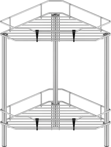 Miniatura 28 de HuggieGems Estante Organizador de Esquina para Ducha de 2 Niveles con Ganchos, Soporte de Estantes de Baño, Negro