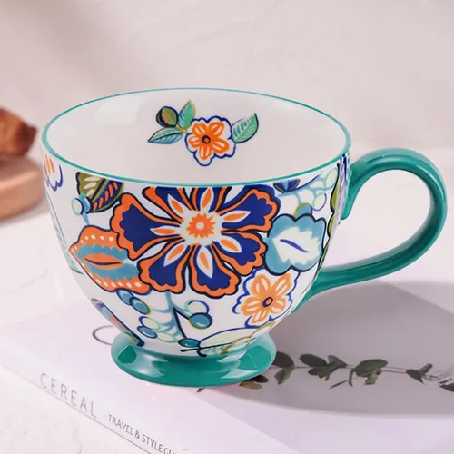 Miniatura 11 de Taza de Café de Cerámica Grande Hecha a Mano de Otoño (600ml) Linda Taza Vintage de Cereales con Flores para Otoño Taza Acogedora para Regalo