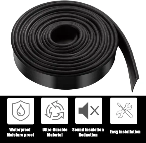 Miniatura 6 de Parte inferior de ducha impermeable para puerta de goma, sello negro para baño en casa, 108 x 13/16 x 5/32 pulgadas forma de inserción en T