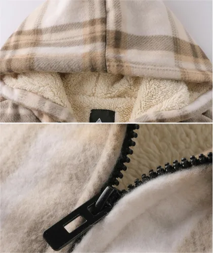 Miniatura 5 de Minfunttu Sudaderas con capucha para hombre, con cremallera, forro polar, sherpa, sudaderas pesadas, abrigo jacquard