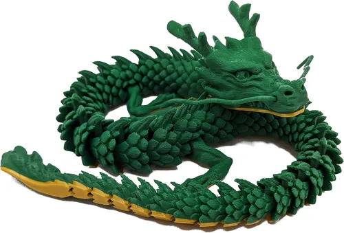 Miniatura 22 de Dragón impreso en 3D – Personalizable, hecho a pedido, juguete articulado del dragón mítico, regalo (M, negro con vientre verde lima)