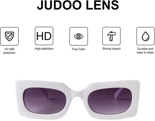 Miniatura 5 de JUDOO Gafas de sol rectangulares retro para mujer, lentes ovaladas de moda, marco cuadrado rosa con protección UV400