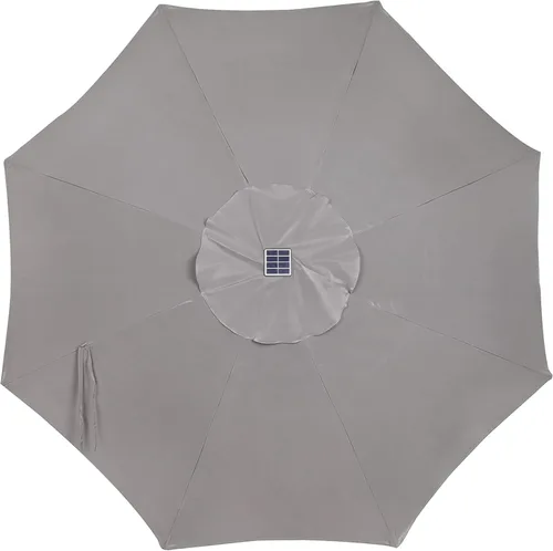Miniatura 4 de Blissun - Sombrilla solar de 9 pies, 32 luces LED, parasol de mesa para patio, jardín, cubierta, piscina y playa (gris)