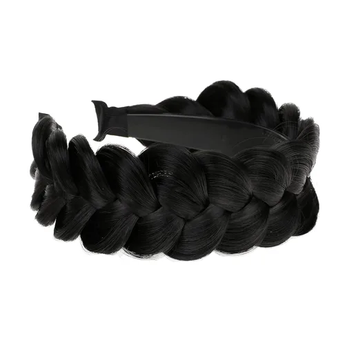 Miniatura 3 de Diadema trenzada de pelo sintético, aro de pelo clásico, grueso, ancho, trenzado, peluca de trenzas esponjosas, accesorio de belleza para mujeres