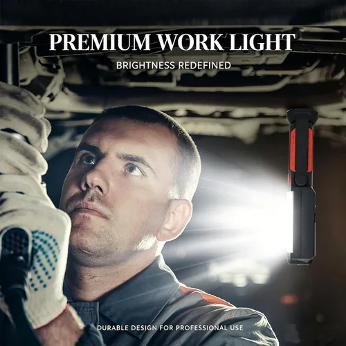 Miniatura 5 de Luz de trabajo recargable, linterna magnética LED portátil multiusos con gancho para colgar, linterna de trabajo impermeable para reparación de Rojo