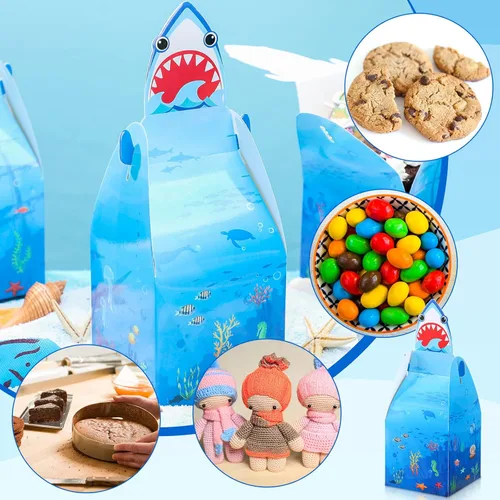 Miniatura 5 de Frienda - 50 bolsas de regalo de fiesta de tiburón, bolsas de regalo para fiesta temática de tiburón, baby shower, cumpleaños, animales oceánicos