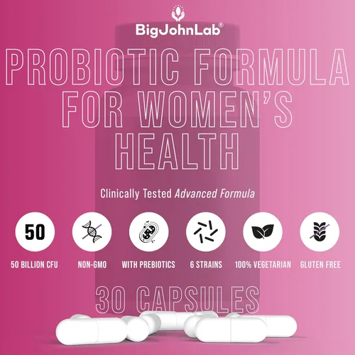 Miniatura 6 de BIGJOHNLAB® - Suplemento probiótico para mujeres – 50 mil millones de UFC, 6 cepas activas + prebióticos – Apoya la digestión, la inmunidad