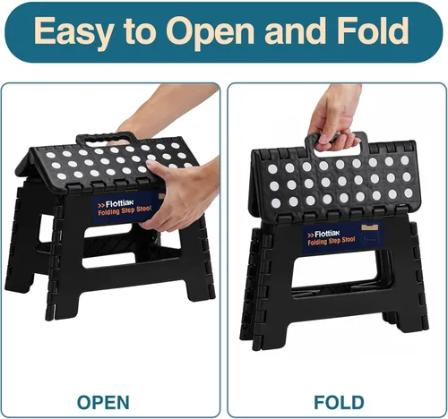 Miniatura 3 de Flottian Taburete plegable de 9 pulgadas para adultos y niños con capacidad para hasta 300 libras, taburetes plegables antideslizantes con asa