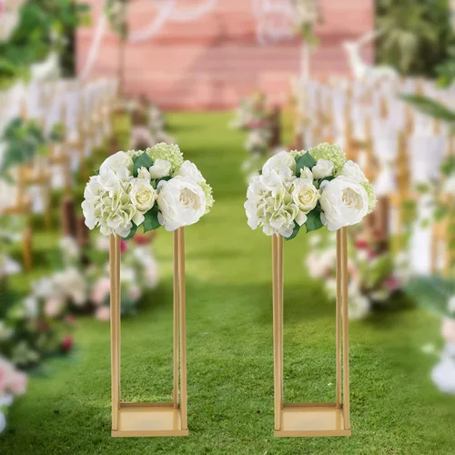 Miniatura 7 de Soporte de metal para flores de boda, jarrón de piso, columna de flores, soporte geométrico para centros de mesa, arreglos florales de mesa