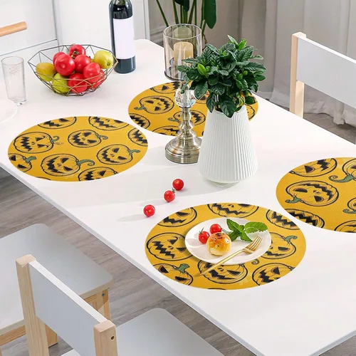 Miniatura 6 de Spooky Pumpkin Orange Placemat, Non Slip Dining Table Heat for Kitchen one sizex4