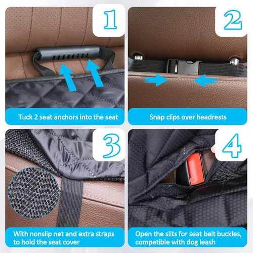Miniatura 6 de Funda de asiento de automóvil para perro, funda para asiento trasero, funda de mascota para perros, impermeable, protector de asiento de automóvil