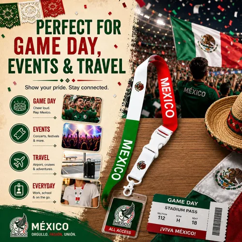 Miniatura 2 de EASTEX Llavero con cordón de la bandera de México, cordones mexicanos para llaves, tarjetero de identificación, relleno de calcetines de Navidad 1