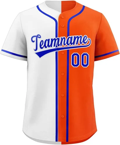 Miniatura 26 de Camiseta de béisbol dividida personalizada con botones y número de nombre cosido personalizado para hombres/mujeres/niños