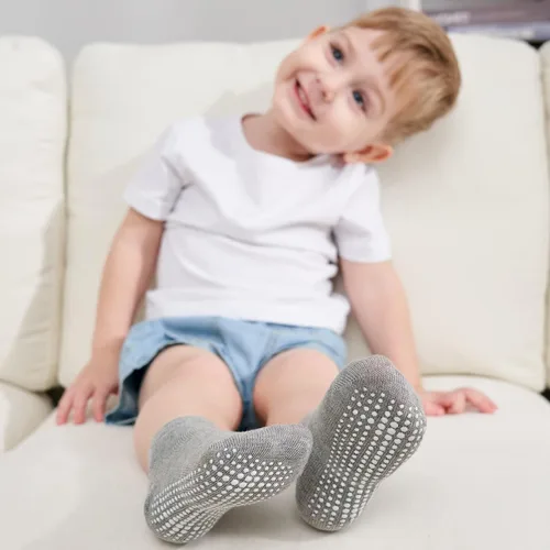 Miniatura 7 de ZAPLES Calcetines tobilleros antideslizantes para bebés con agarre antideslizante para niños y niñas, corte bajo para bebés y niños pequeños