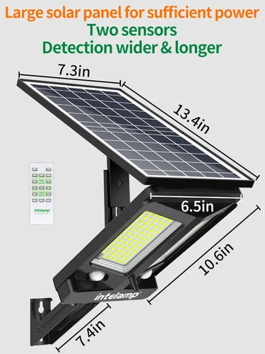 Miniatura 4 de intelamp Luces de calle solares para exteriores impermeables 3000LM 12500mAh Sensor de movimiento dual de atardecer a amanecer lámpara de inundación