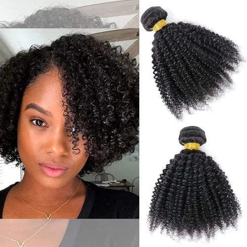 Miniatura 79 de Paquetes de cabello afro rizado y kinky, extensiones de cabello humano de 8 pulgadas, tejido rizado sin procesar, doble entretejido, virgen