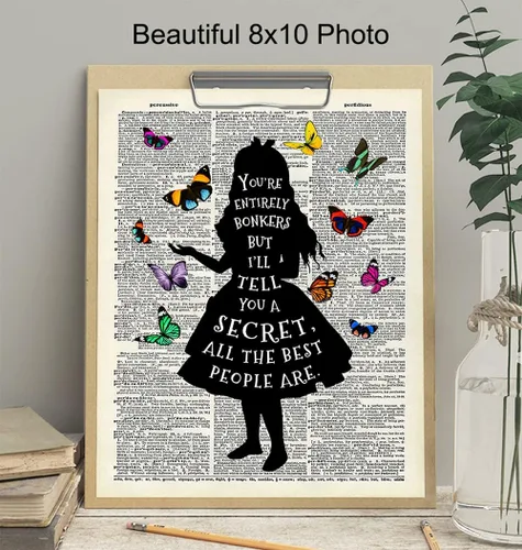 Miniatura 4 de Yellowbird Art & Design - Cita de Alicia Wonderland - Impresión artística de papel fotográfico brillante de 8 x 10 pulgadas - Arte de pared sin
