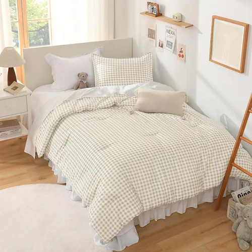 Miniatura 32 de Andency Edredón a cuadros tamaño individual (66 x 90 pulgadas), juego de cama a cuadros negros y blancos para adolescentes y niños, ropa de cama