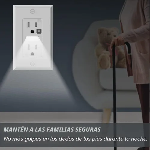 Miniatura 4 de SOZULAMP Enchufe de pared con luz nocturna, enchufe de pared estándar decorativo eléctrico, 15A, 2 polos, 3 cables, resistente a manipulaciones