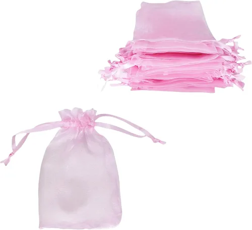 Miniatura 15 de QIANF 20 bolsas de regalo de organza transparente lavanda de 4 x 6 pulgadas con cordón, bolsas de golosinas, bolsa de malla para joyas, bolsa