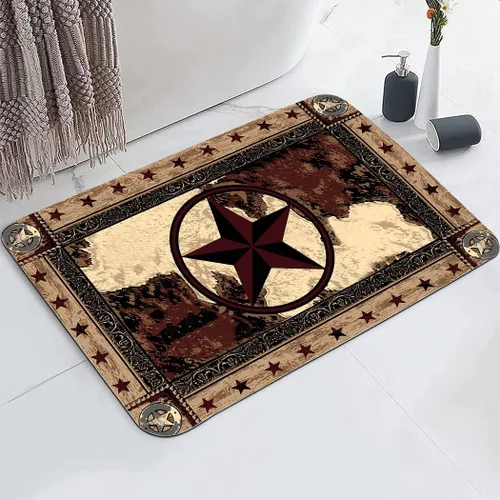 Miniatura 4 de HommomH Alfombras de baño antideslizantes, color negro, súper absorbentes, para baño, 24 x 17 pulgadas, marrón estrella del oeste de Texas