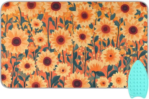 Miniatura 32 de Tapete de planchado de mariposa floral azul, manta portátil con soporte de silicona para planchar para mesa de viaje, resistente al calor, doble