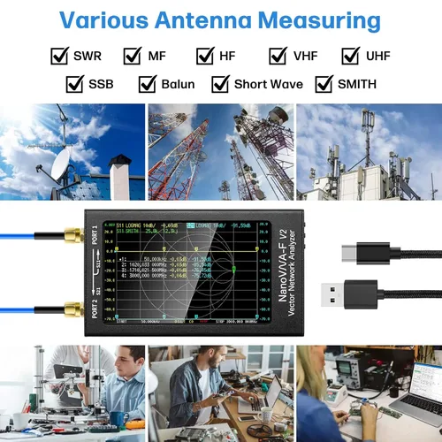 Miniatura 6 de AURSINC Analizador de Red Vectorial NanoVNA-F V2 Actualizado 50KHz-3GHz HF VHF UHF, Analizador de Antena VNA, Pantalla Táctil de 4.3 Pulgadas