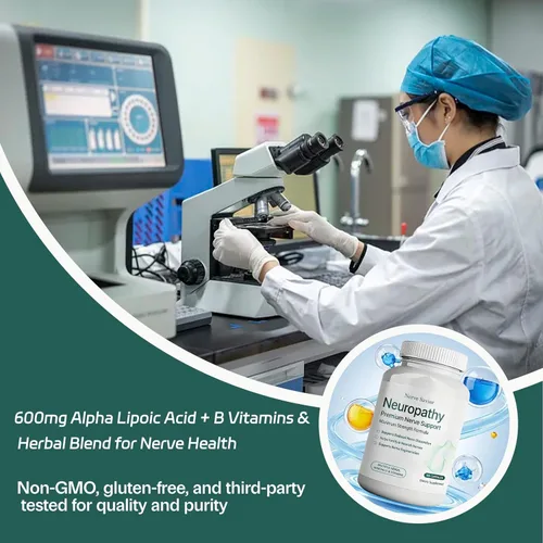 Miniatura 3 de for Neuropaty - 600 mg de ácido alfa lipoico + vitaminas B y mezcla de hierbas para la salud nerviosa, energía natural, 90 cápsulas