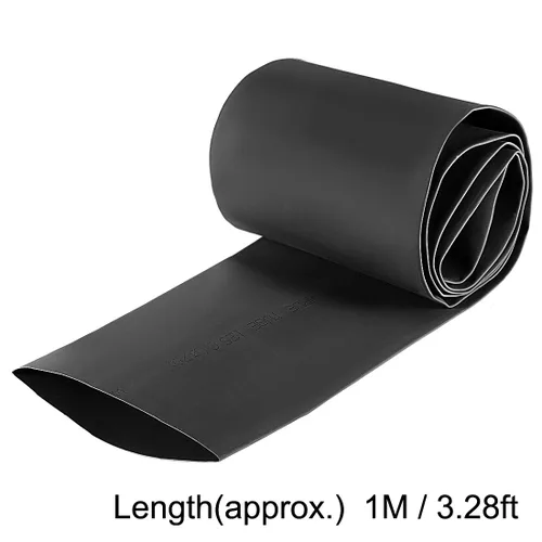 Miniatura 4 de uxcell - Tubo termorretráctil, 70 mm de diámetro, 113 mm de ancho plano, tubo retráctil a una tasa de 2:1, funda para cables de 1 m - Negro