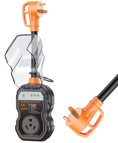 Miniatura 18 de GEARGO Protectores contra sobretensiones RV de 30 amperios, 12000 julios, analizador de circuitos de RV, protección contra sobretensiones IP68