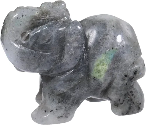 Miniatura 6 de Estatua de cristal de elefante tallada a mano, escultura de animal guardián de oficina en casa, decoración de 1.5 pulgadas, obsidiana negra