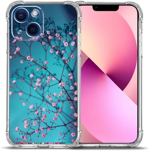 Miniatura 26 de Funda para iPhone 13 Pro Max, protección contra caídas de flores de mariposa azul, rosa, a prueba de golpes, carcasa protectora de cuerpo completo