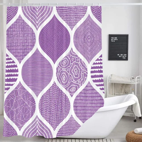 Miniatura 29 de JAWO Cortina de ducha gris retro bohemia de tela geométrica para decoración de baño, estilo bohemio, moderno, abstracto, cachemira, accesorios