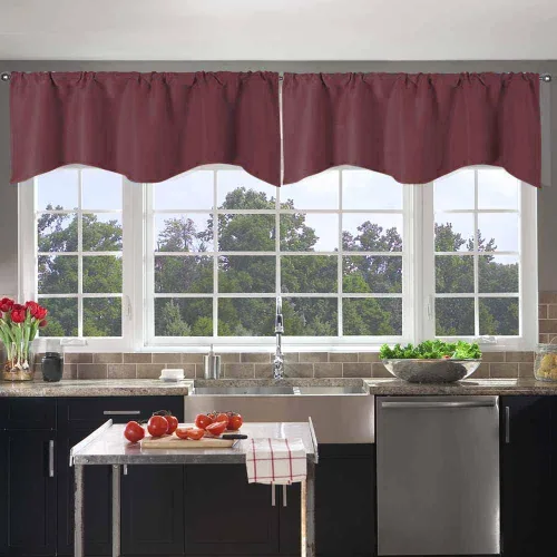Miniatura 21 de Cenefa Blanco Puro Paquete de 2 - Cortinas de Liquidación para Sala de Estar, Baño y Dormitorio - Estilo Granja Festoneado, 18 Pulgadas de Largo
