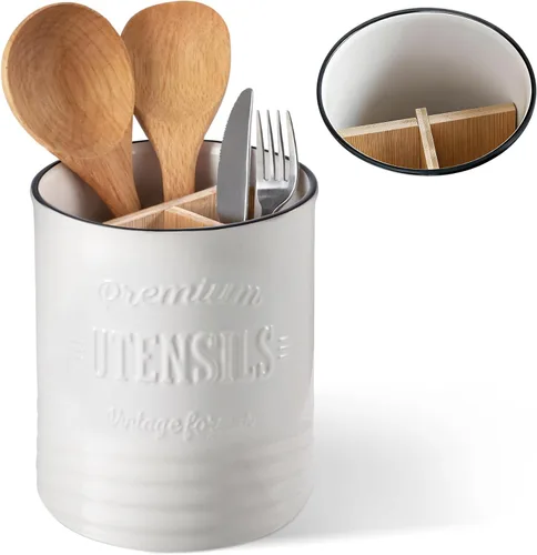 Miniatura 7 de DOWAN Soporte para Utensilios de Cocina Extra Grande de 7.2″ - Soporte para Utensilios Estilo Granja para Encimera - Recipiente de Cerámica para Gris
