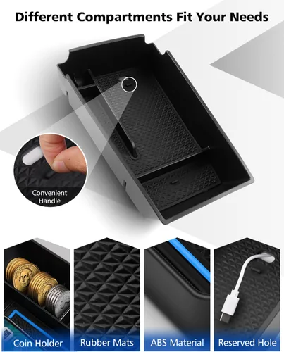 Miniatura 4 de FIILINES Organizador de consola central para Kia K5 2021-2025, bandeja de consola central, caja de almacenamiento de reposabrazos secundario