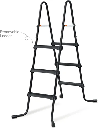 Miniatura 8 de Funsicle SureStep - Escalera de piscina de acero ligero de 3 escalones para exteriores con pies antideslizantes para uso en exteriores, color negro