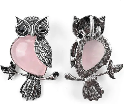 Miniatura 4 de Jovivi Regalos de búho, collar de búho, piedras de cristal curativas, collares con colgante para mujeres y hombres, amatista natural, joyería