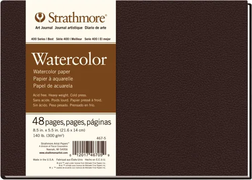 Miniatura 6 de Strathmore Libro de arte de papel de acuarela serie 400, cubierta marrón mate, blanco natural, encuadernado, 24 hojas, 5.5 x 8.5 pulgadas