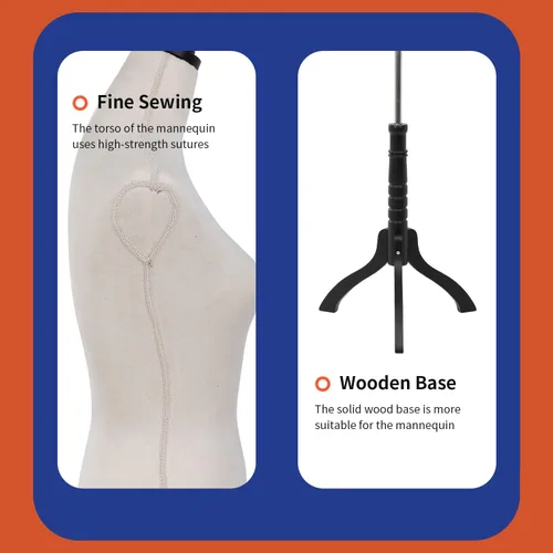 Miniatura 6 de Maniquí de torso, maniquí en forma de vestido con altura ajustable, maniquí femenino para modelo de vestido, torso de cuerpo con soporte de trípode