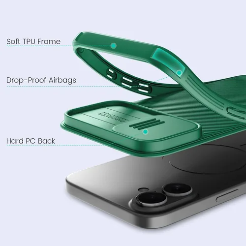 Miniatura 5 de Nillkin Funda para iPhone 16 con cubierta deslizante para cámara, [protección mejorada de lente de cámara] Funda protectora delgada a prueba