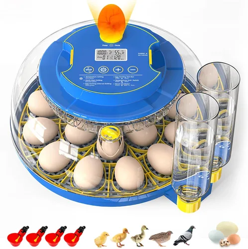 MYPIN Incubadora de 18 huevos de gallina con control de temperatura, pantalla de humedad, giro automático de huevos, llenado automático de agua,