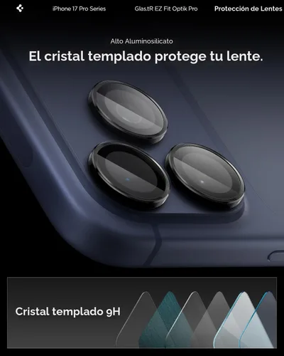 Miniatura 7 de Spigen Protector de pantalla para lente de cámara [GlasTR EZ Fit Optik Pro] diseñado para iPhone 17 Pro Max iPhone 17 Pro iPhone 16 Pro Max 16