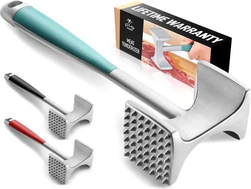 Zulay - Martillo ablandador de carne, mazo de doble cara resistente de 10 pulgadas con agarre cómodo, golpeador de metal para carne de res, pollo,