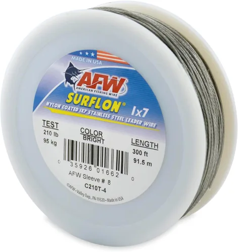 Miniatura 41 de Alambre de pesca americano Surflon recubierto de nailon 1x7 de acero inoxidable, línea líder de pesca para agua salada, prueba de 10 libras - prueba