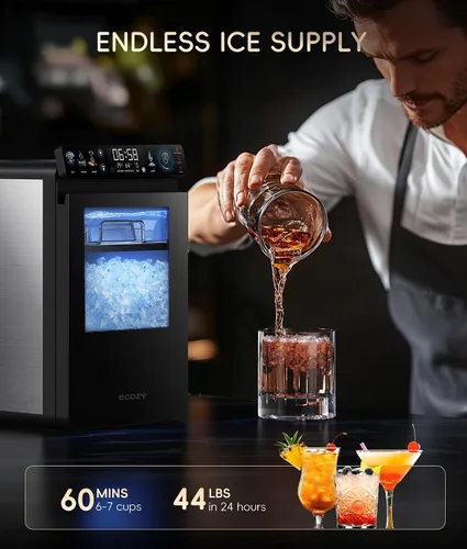 Miniatura 6 de ecozy Nugget - Máquina de hielo para encimera, primer panel inteligente a todo color de 44 libras/24 horas con control de aplicación, aislamiento
